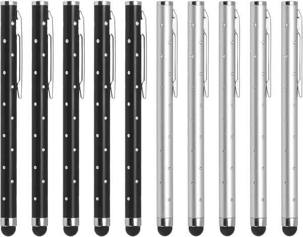 MECCANIXITY 10pcs Glitter Rhinestone Stylus Pens for Touch Screens, Universal Metal Capacitive Pen for All Capacitive