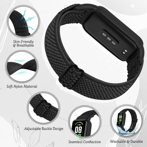 Solo Loop Elastic Nylon Bands for Amazfit Band 7, Soft Adjustable Stretchy Sport Replacement Strap