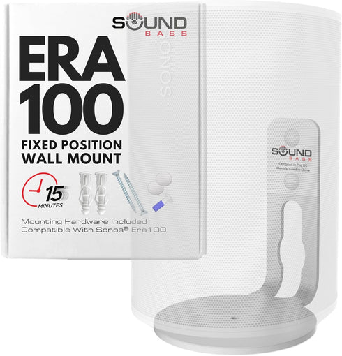 ERA100 Wall Mount Bracket, Low Profile, White, Compatible with Sonos ERA 100 Speaker, All Fixing Hardware Included