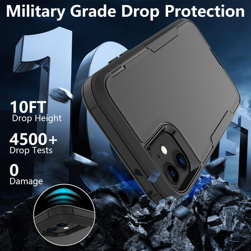 iPhone 11 Case, Heavy Duty Shockproof Protective Phone Case with Dual Layer Protection - Black