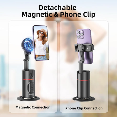 Auto Face Tracking Phone Holder, Magnetic Tripod with 360 Rotation & Remote, Smart Shooting Camera Mount for Live Video