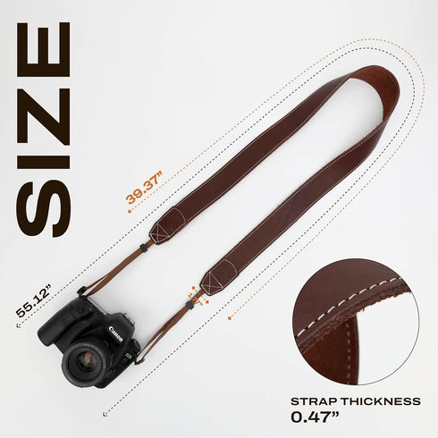 Classic Genuine Leather Shoulder Strap for DSLR/SLR Cameras - C Coiro