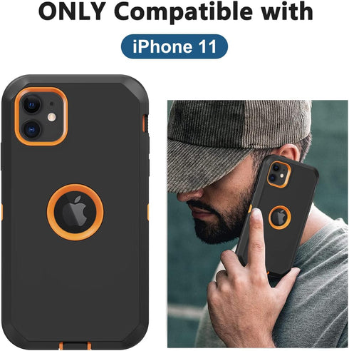 iPhone 11 Case with Built-in Screen Protector, Heavy Duty Drop Protection, Rugged Shockproof Tough Cover