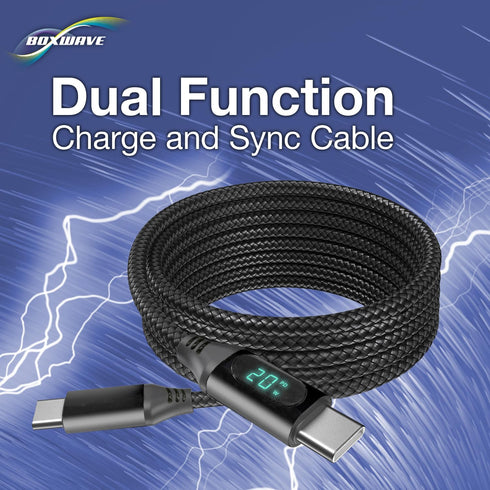BoxWave MP3 (4GB) (6ft) (100W), Cable Compatible with PtevSoh Player - PowerDisplay PD Cable - USB-C to USB-C LED
