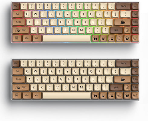 XDA PBT Key Cap, 138 Keys Dye Sublimation Coffee Cat Custom Key Cap Set for Cherry/Gatron MX switches 60 Percent