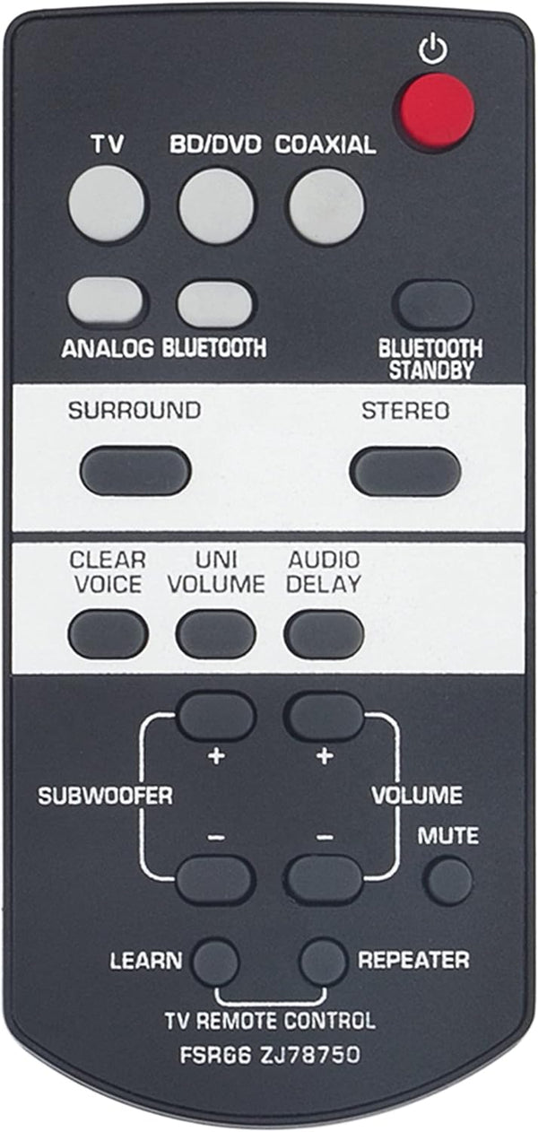 FSR66 ZJ78750 Replacement Remote for Yamaha AV Receiver YAS-103 ATS-1030 ZJ787500 YAS-93
