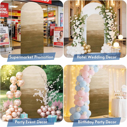 Jnbasdffb 6 Brown Ombre Wedding Arch Cover, Stretchy Spandex Arch Backdrop Stand Covers FT, Modern Abstract Art Ocean