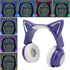 PUSOKEI RGB Cat Ear Headphone, Stereo Cute Gaming Bluetooth Headphones with 3.5mm Cable, Over Ear, Adjustable LED Light