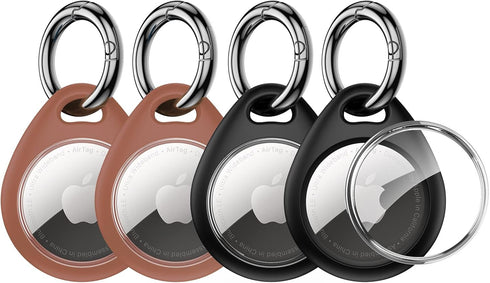 UNBREAKcable Apple AirTag Holder - 4 Pack, Waterproof TPU Shell Protective Case with Metal Keychain, Easy to Install,