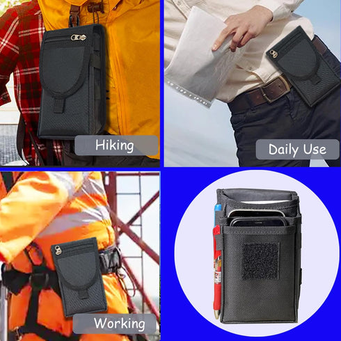 FAUDRECRO Dual Phone Holster with Belt Clip,Large Belt Smartphone Pouch for Men,Tactical Waist Cellphone