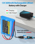 Xeanerol 12V 2600mAh Pack 12 Rechargeable Li-ion Battery with Charger, Bare Leads Wire Replacement Lithium Battery