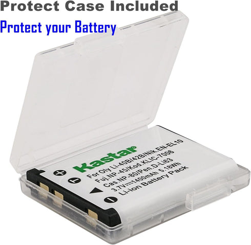 Kastar Digital Camera Replacement Lithium-Ion Battery Compatible with Fuji NP-45, Kodak KLIC-7006, EN-EL10, Pentax D-LI63, D-Li108, Olympus LI-40B, LI-42B, Casio NP-80, Sanyo Xacti Battery
