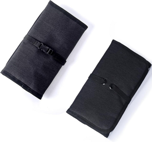 Patu Roll Up Electronics Accessories Travel Gear Organizer Case, Black, Portable Universal Kit Bag