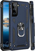 IKAZZ Galaxy S21 Case, Military Grade Shockproof Heavy Duty Protective Cover with Magnetic Kickstand, Blue