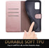 SUANPOT Leather Wallet Case for Samsung Galaxy A71 5G - RFID Credit Card Holder Flip Folio Cover - Shockproof Rose Gold