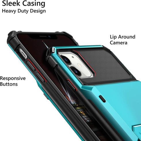 Vofolen Compatible with iPhone 12 Mini Case - 5G Wallet with 4-Card Slot, Anti-Scratch, Sky Blue