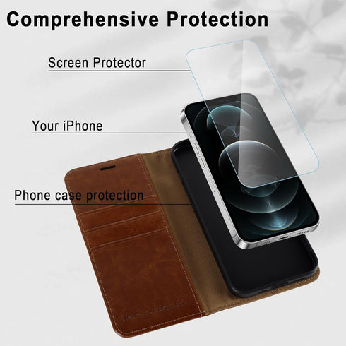 MONASAY Wallet Case for iPhone 12 Pro/iPhone 12 5G, Flip Folio Leather Cover with Credit Card Holder