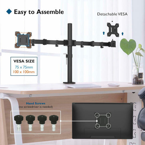 BONTEC Dual Monitor Desk Mount, Monitor Stand for 13 27 Inch LCD LED 2 Monitors, Ergonomic Full Motion Heavy Duty