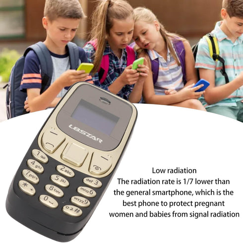 Jectse Mini Phone, Mini Bluetooth Phone Hands Small Mobile Phone Dual SIM Unlocked Cell Phone with Voice Changer, 380mAh Small Cell Phone Kids Phone (Black and Gold)