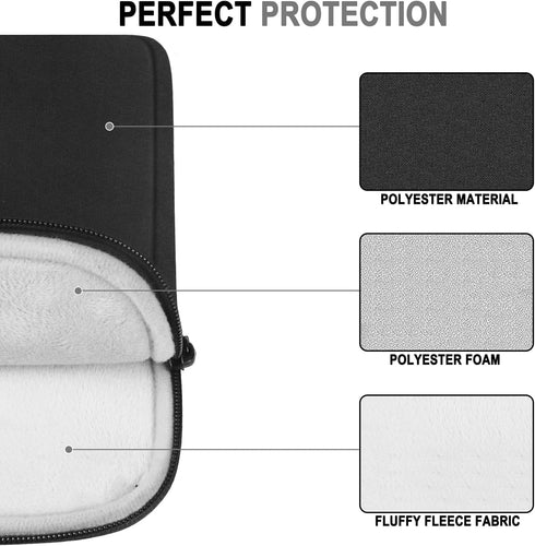 15.6 Inch Laptop Sleeve Case, Water Resistant Shockproof Protective Cover with Handle, Portable Carrying Bag Compatible