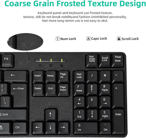 YORUNOHOSHI PS2 104 Wired Keys Computer Keyboard with Stands,Waterproof - US Layout Compatible for Windows, PC, Laptop