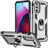 Military Grade Shockproof Case for Motorola Moto G Stylus 5G 2022, 360 Metal Rotating Ring Kickstand Holder (Silver)