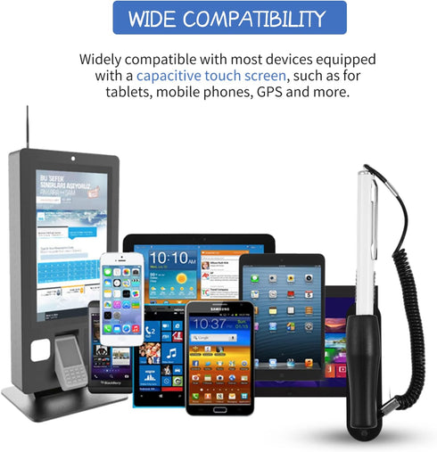 Universal Capacitive Touch Screen Stylus Pen with Spring Rope Fixing Base for Mobile Phone/Tablet