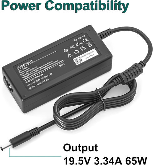 65W AC Charger for Dell Inspiron 15-7000, 15-5000, 15-3000, 17-7000, 17-5000, 17-3000, 13-7000, 11-3000, 2 in 1 Series,