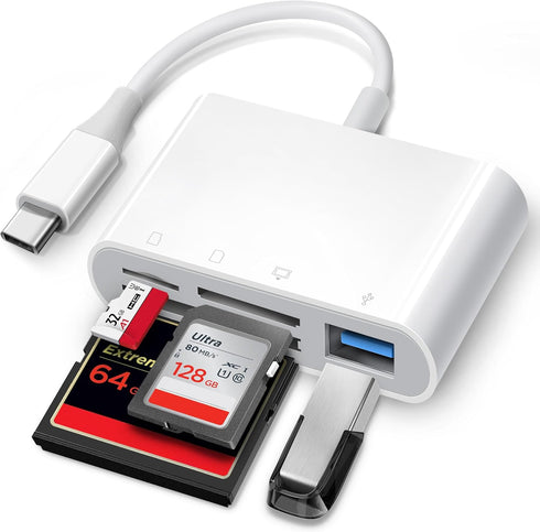 USB C SD Card Reader, ChiaoPio 4 in 1 Adapter with CompactFlash/CF/SD/MicroSD & USB for iPhone 15, MacBook