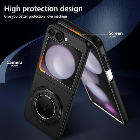 Magnetic Ring Stand Phone Case for Samsung Galaxy Z Flip 6, Compatible with Mag-Safe, Military Grade Shockproof