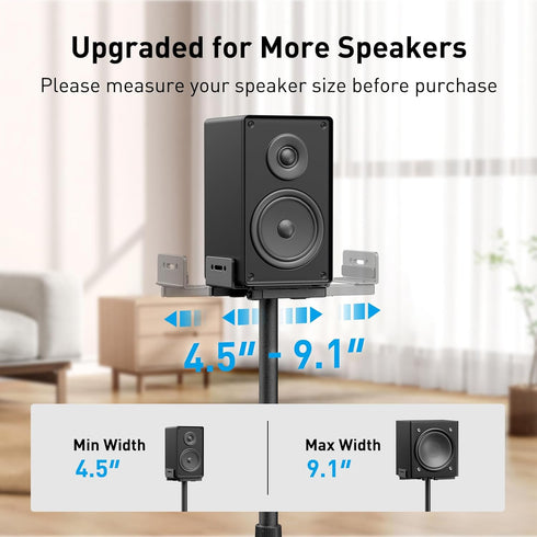 PERLESMITH Universal Speaker Stands for Surround Sound, Holds up to 11LBS, Adjustable Height for Satellite & Bookshelf