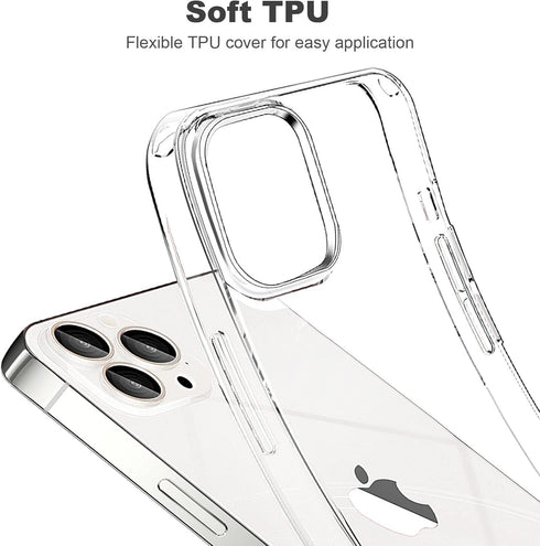 JJGoo Clear iPhone 13 Pro Case, Transparent Soft Shockproof Slim Thin Bumper Cover Phone Case