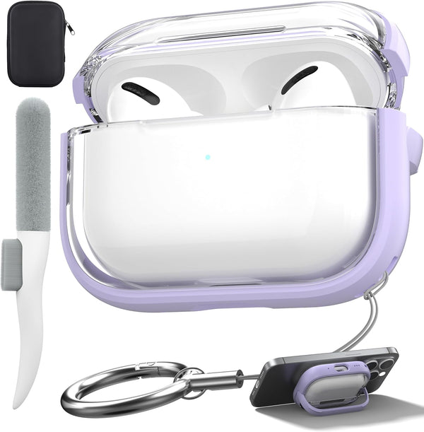 Valkit Clear Case for Airpods Pro 2nd/1st Generation, Soft Shockproof Cover with Lock & Cleaner Kit