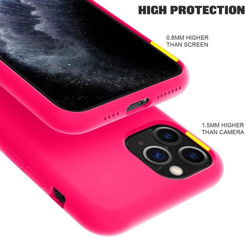 ZUSLAB Case for Apple iPhone 11 Pro, Silicone Gel Rubber Bumper Cover, Hot Pink, Shockproof Full-Body