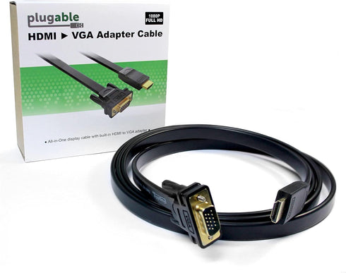 Plugable 6 Foot HDMI to VGA Adapter - Driverless Converter Cable Supporting Up to 1920 x 1080 (60Hz)