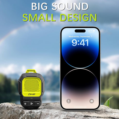 ZIHNIC Wearable Bluetooth Speaker, 14H Playtime, Waterproof IPX7 Rating, Comfortable for Outdoor Fun (Black)
