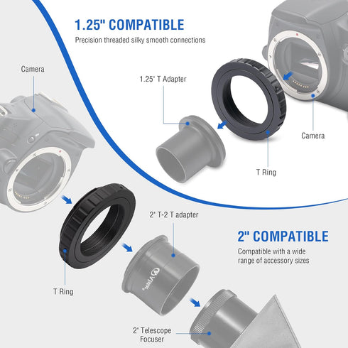 A ALSTAR T2 Alstar Telescope Camera Adapter T Ring Adapter Metal Compatible for All Canon EOS SLR/DSLR Cameras Standard