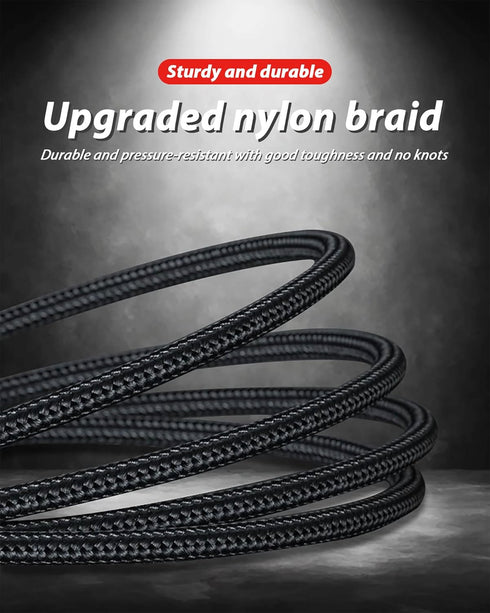 100W Multi 3 in 2 Fast Charging Cable 10FT, Black Long Nylon Braided, USB A/C to USB-C Lightning Micro Connectors for