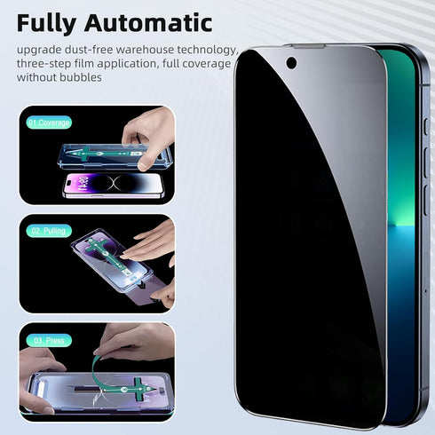 2 Pack Privacy Screen Protector for iPhone 14 Plus/13 Pro Max, 6.7 Inch Tempered Full Screen Glass, Auto