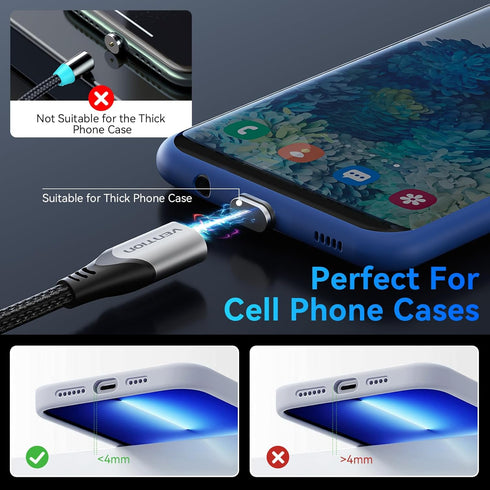 100W Magnetic Charging Cable Type C, 90 Magnetic USB C Charging Cable 3.3ft/Magnetic Phone Charger Cable for