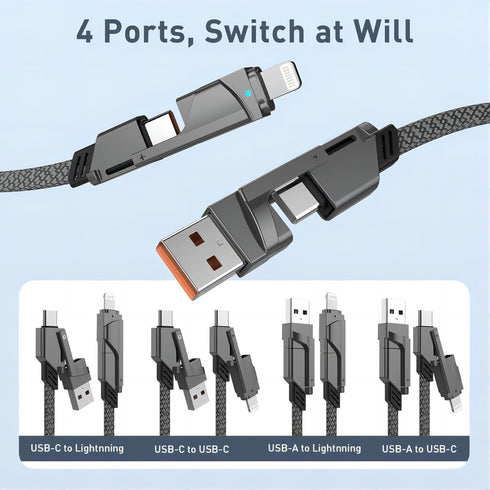USB C Cable, 4 in 1 Multi Charger Cable, USB C Adapter for iPhone/iPad/MacBook/Samsung and All USB C Devices