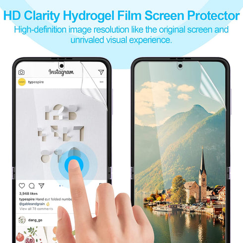 Samsung Galaxy Z Flip 4 Screen Protector 2 Pack - Hydrogel Film, Soft EPU, Full Coverage, HD, Scratch Recovery, Bubble