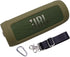 LTGEM Silicone Protective Case for JBL Flip 6 Portable Bluetooth Speaker with Extra Carabiner and Strap (Green)