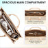LOVEVOOK 17 Inch Laptop Bags for Women, Waterproof Work Tote Bag with Clutch, Quilted Beige & Brown