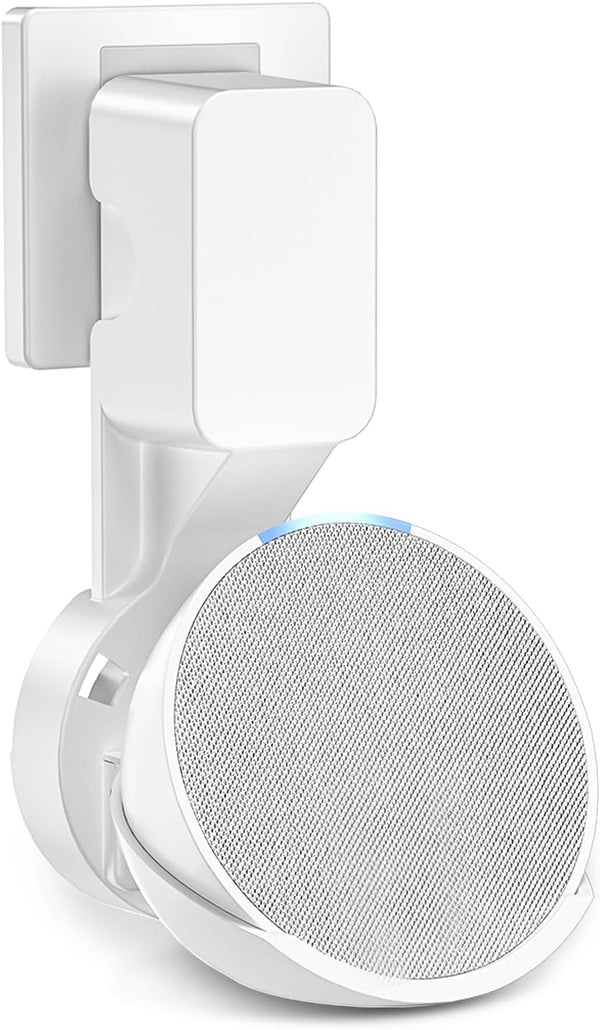 Wall Mount Holder for Echo Pop, Outlet Hanger Stand with Built-in Cable Management, White