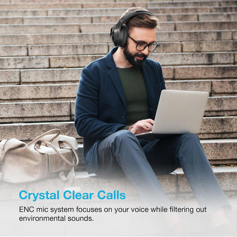 Hybrid Active Noise Cancelling Headphones, Wireless Over Ear Bluetooth with Deep Bass and Comfort Fit