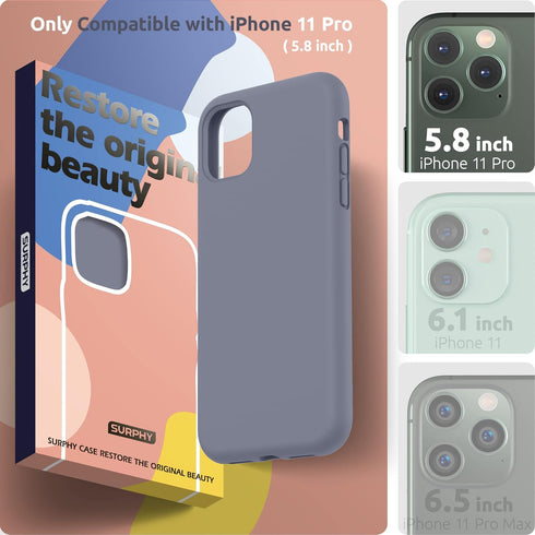 SURPHY Compatible with iPhone 11 Pro Case 5.8 inches, Thickened Liquid Silicone Phone Case (with Microfiber Lining) for 11 Pro 2019, Lavender Gray