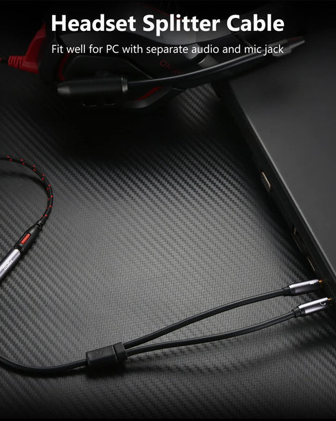 MillSO Headphone Splitter CTIA for Computer Y Jack Adapter 3.5mm 2 x 3 Pole TRS Male to 4 Pole TRRS Female Compatible for Smartphone Earphone PS4 Gaming Headset to PC - 12inch/30CM
