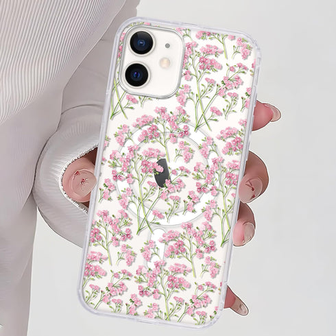 Zrutru Cute Flower Magnetic Phone Case for iPhone 12/12 Pro 6.1",Aesthetic Pink Floral