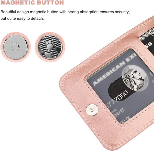 KIHUWEY iPhone 11 Case Wallet with Credit Card Holder, Premium Leather, Magnetic Clasp, Heavy Duty Cover (Rose Gold)
